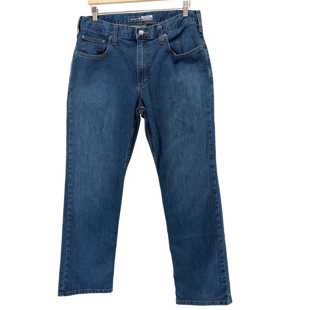 Carhartt Mens Relaxed Fit Straight Leg Jeans Medium Wash BD2804-M 34x30
